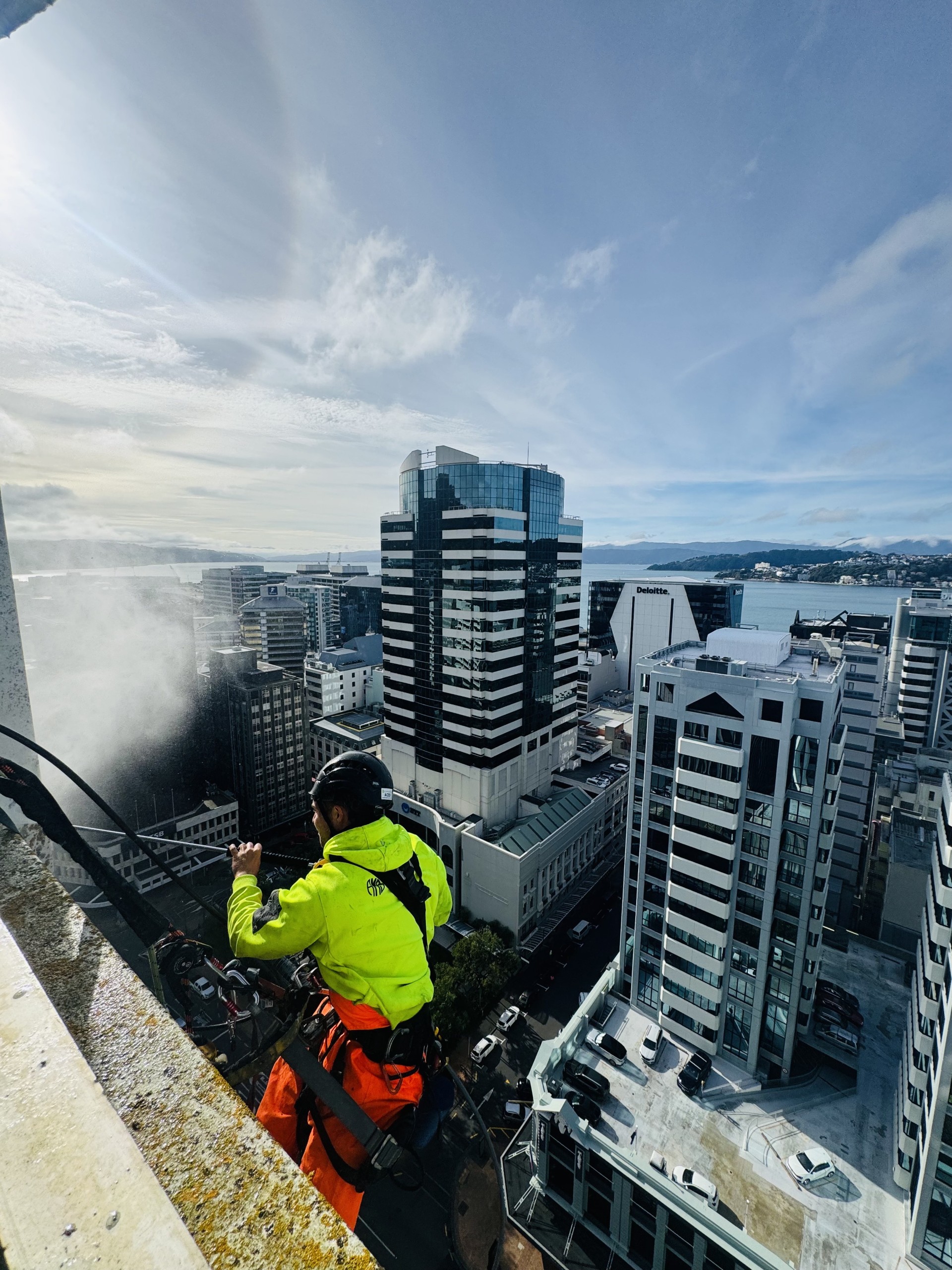 Gutter cleaning in progress